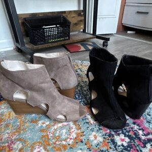 Torrid Wedge cutout Booties in Black and Taupe size 11W